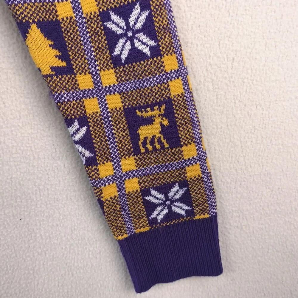 Minnesota Vikings Sweater Mens S Purple Gold Fair Isle Nordic Graphic Print SKOL
